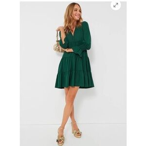 Pomander Place Hunter Green Crepe Kenzo Dress Tuckernuck XS NWT Party Mini